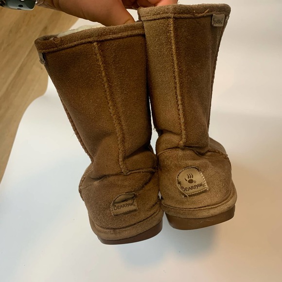 Bearpaw Womens Emma Short Suede Boots Size 7 Tan/Brown Sheepskin Wool - Picture 13 of 16